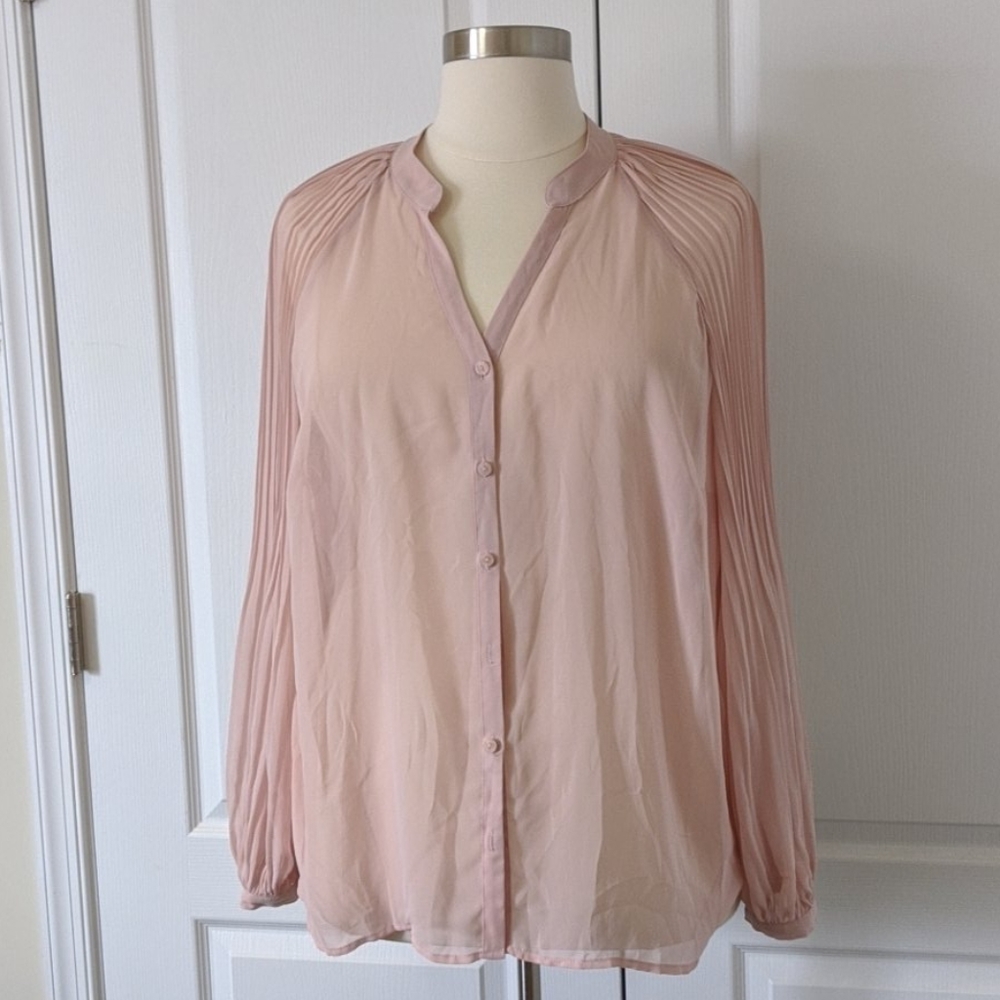 Sheer baby pink work blouse/ tunic